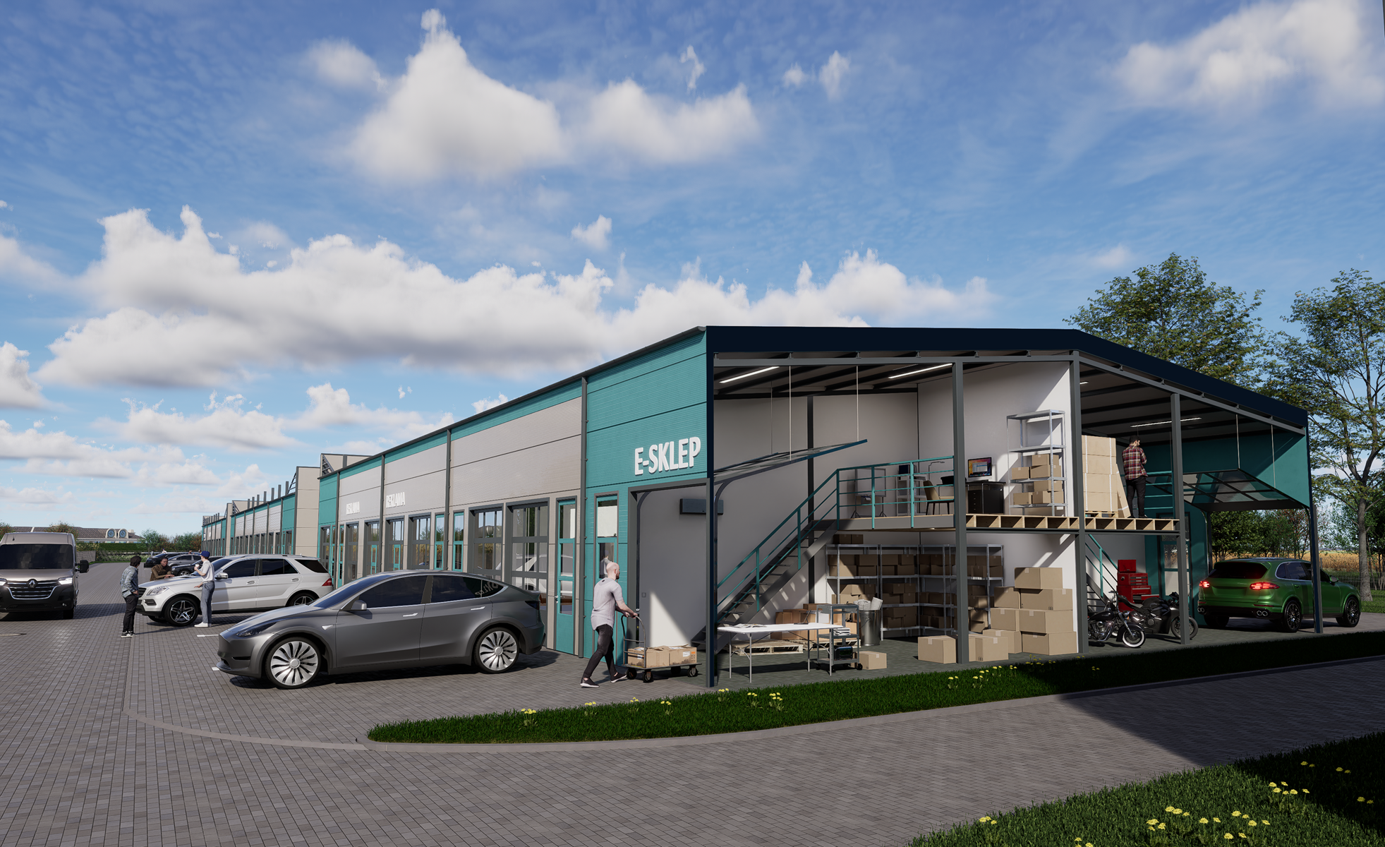 Funkcjonalne połączenie biur oraz powierzchni magazynowej dostosowane do indywidualnych potrzeb użytkownika w ramach lokalu typu small business unit.